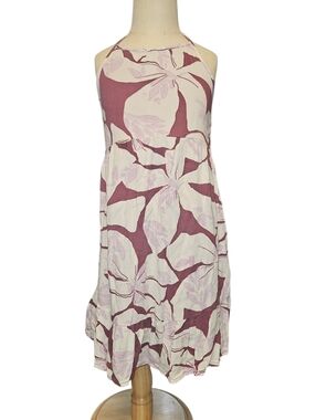 O'Neill Sleeveless Floral Halter Sundress Purple Pink Cream Size Medium